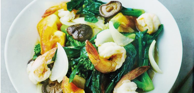 Stir-fried Shrimp With Mushroom And Kale - PerySmith Malaysia
